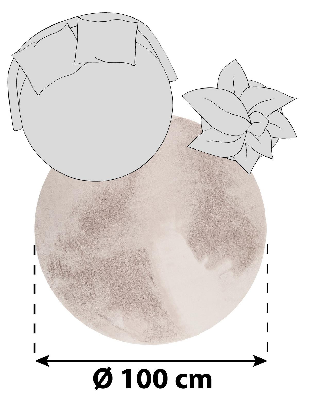 Hochflorteppich Hellgrau Alice Rund Ø 100 Cm - Greige, KONVENTIONELL, Textil (100cm) - Esprit