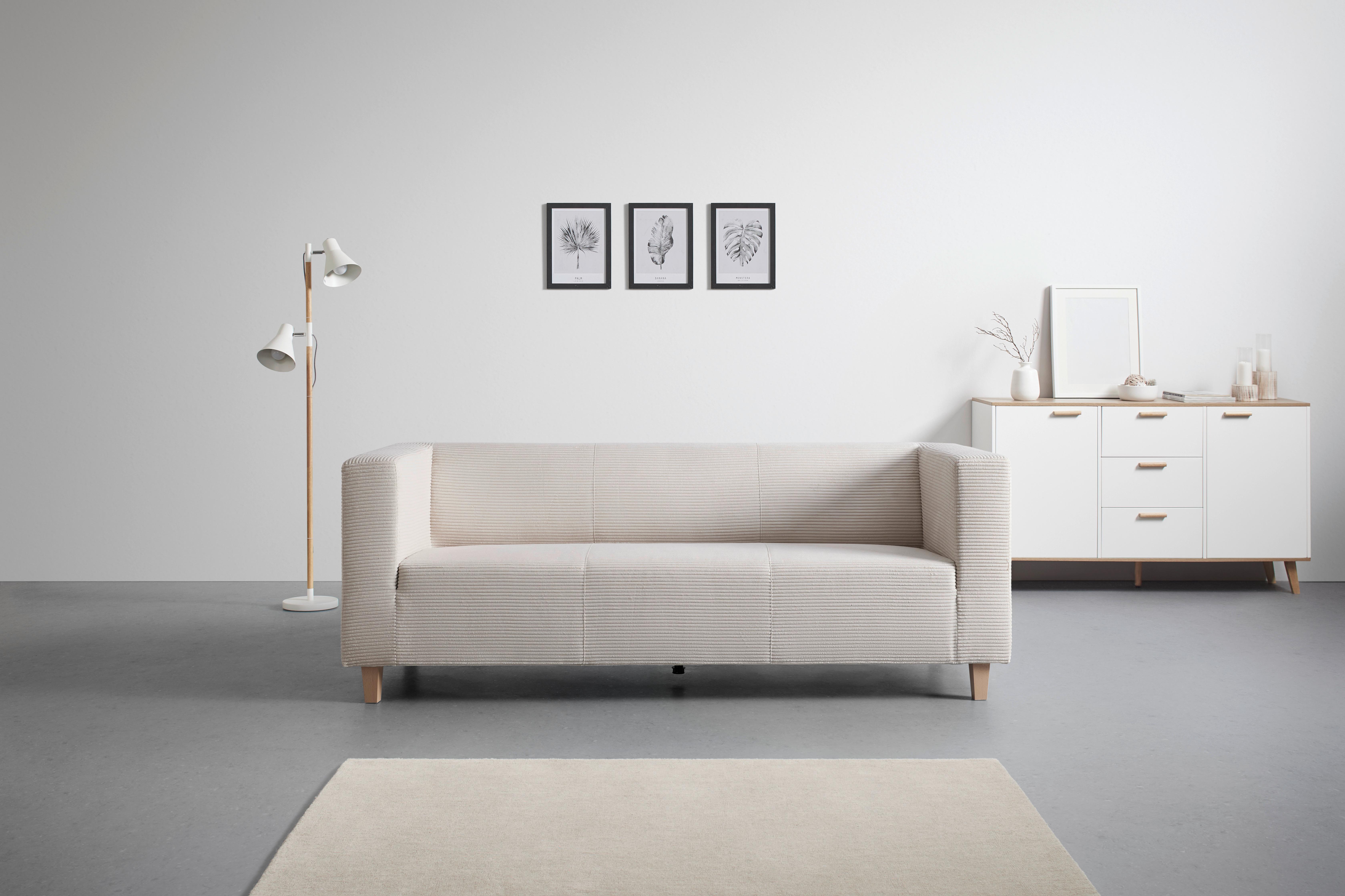 Trojmiestna pohovka SAM, krémový menčester - krémová, Modern, drevo/textil (217/79/84cm) - Mömax