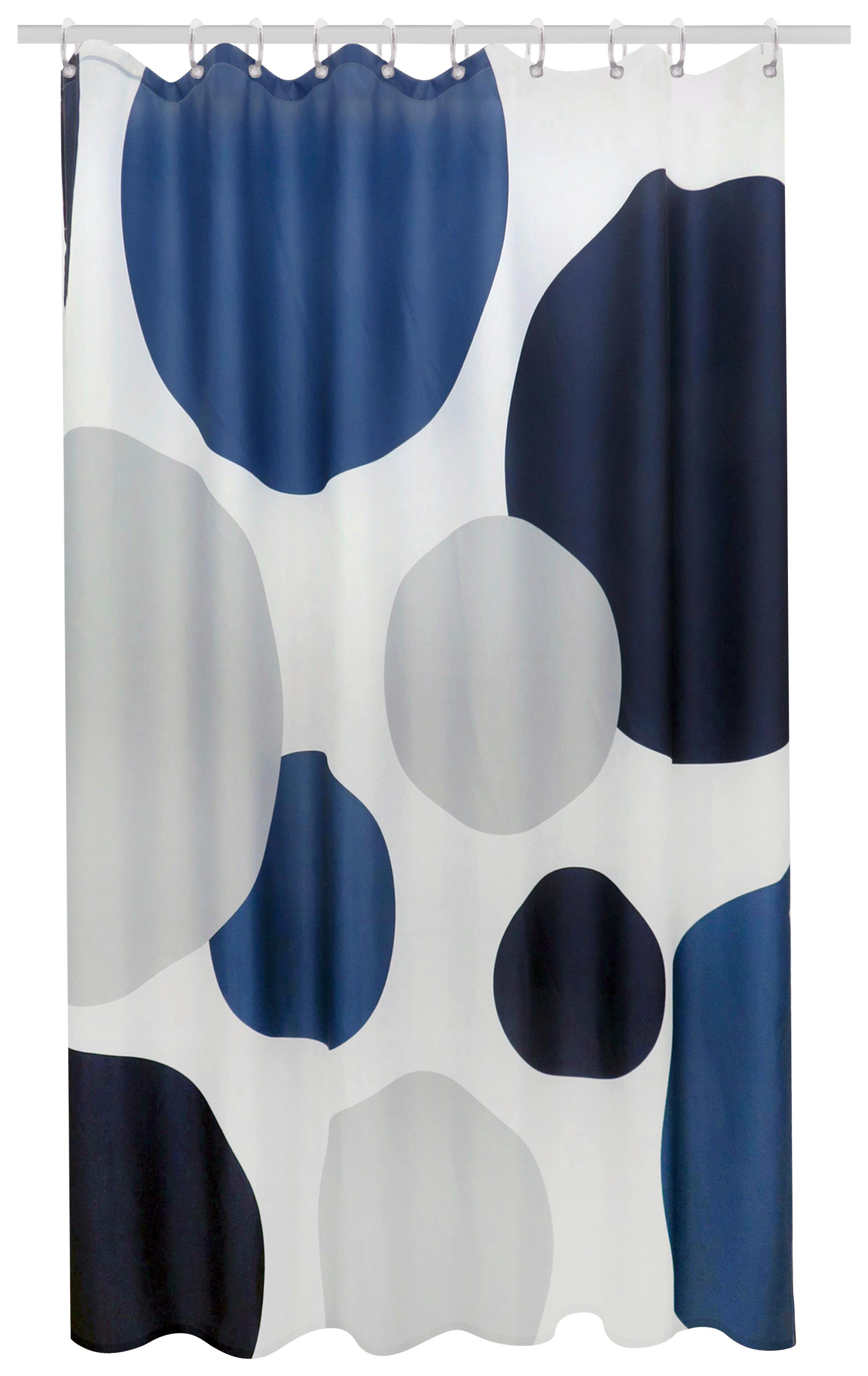 Duschvorhang Svenja 180x200 cm Weiß/Blau halbtransparent - Blau/Weiß, MODERN, Textil (180/200cm) - Luca Bessoni