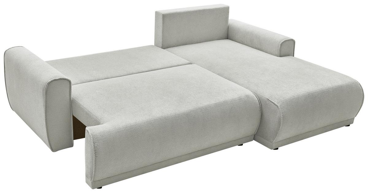 Ecksofa Albia Greige, Lf: 202x128cm - Greige/Schwarz, Trend, Holz (248/170cm)