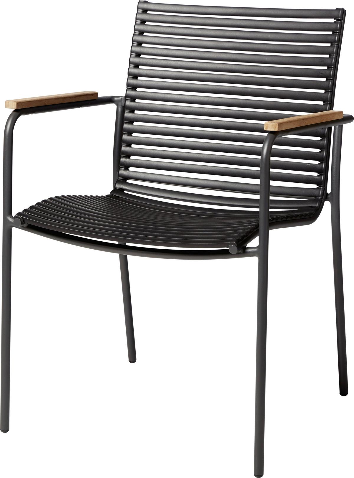 Gartensessel Stapelbar Mood Classic Kunststoff - Anthrazit/Schwarz, KONVENTIONELL, Holz/Kunststoff (60/84/56cm) - Gardenson