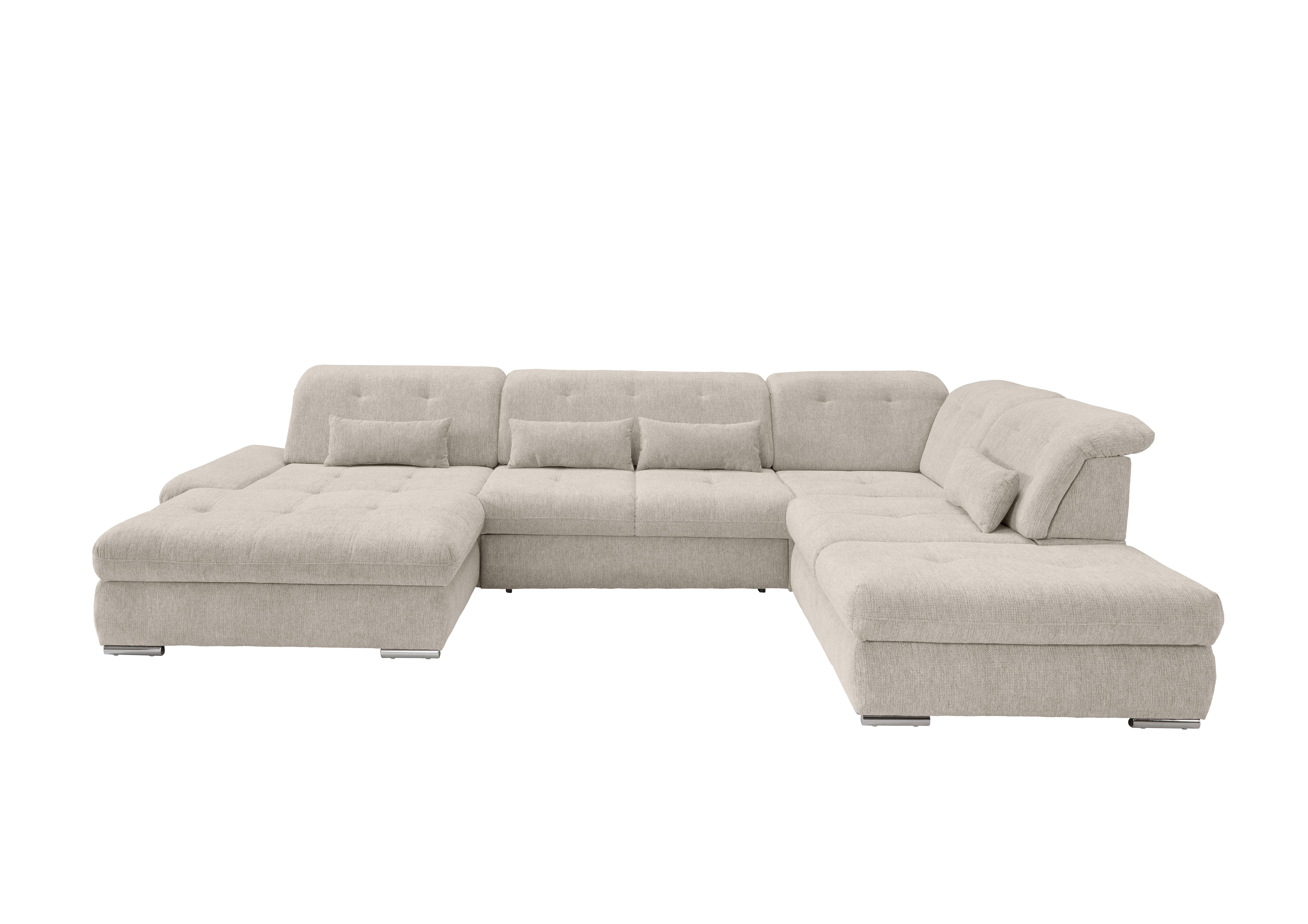 Wohnlandschaft Dalida Beige U: 195x376x254 Cm - Chromfarben/Beige, Design, Textil (195/376/254cm) - Livetastic