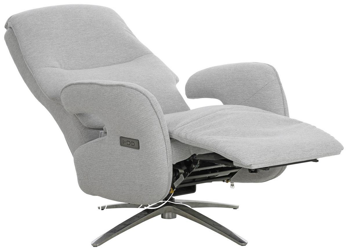 TV kreslo OTTAWA s relaxačnou funkciou - svetlosivá/chrómová, Modern, kov/drevo (74/115/92cm)