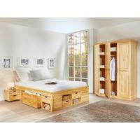 Stauraumbett Echtholz Massiv 140x200 Claas Kiefer Natur - Naturfarben, Basics, Holz (140/200cm) - MID.YOU