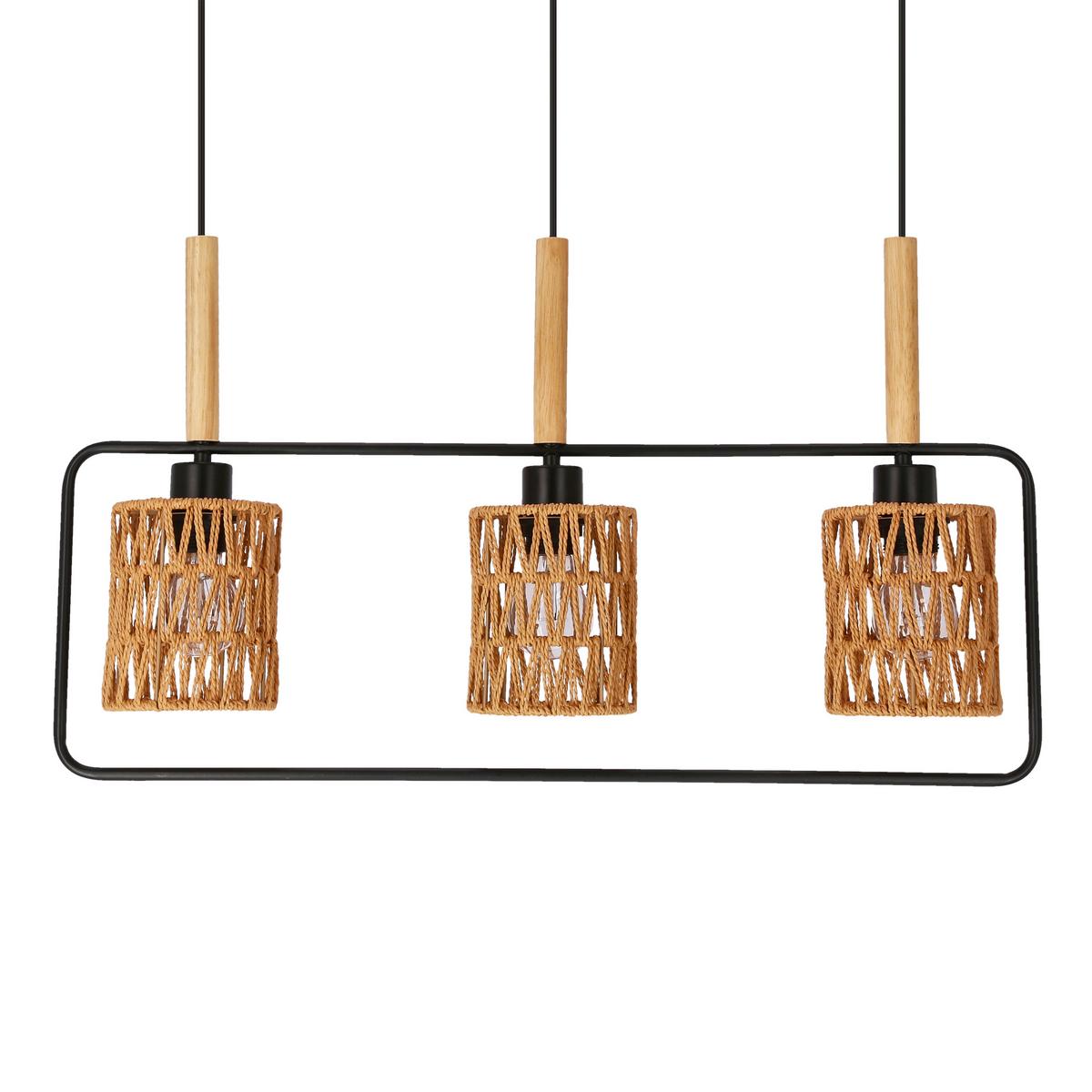 Pendelleuchte 33-26781 Crown - Beige/Schwarz, Natur, Textil/Metall (70/12/110cm)