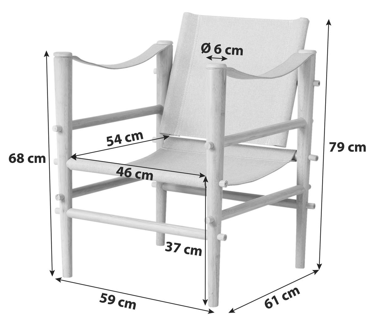 Loungesessel Safari Aus Bambus - Beige/Naturfarben, Design, Holz (59/79/61cm) - MID.YOU