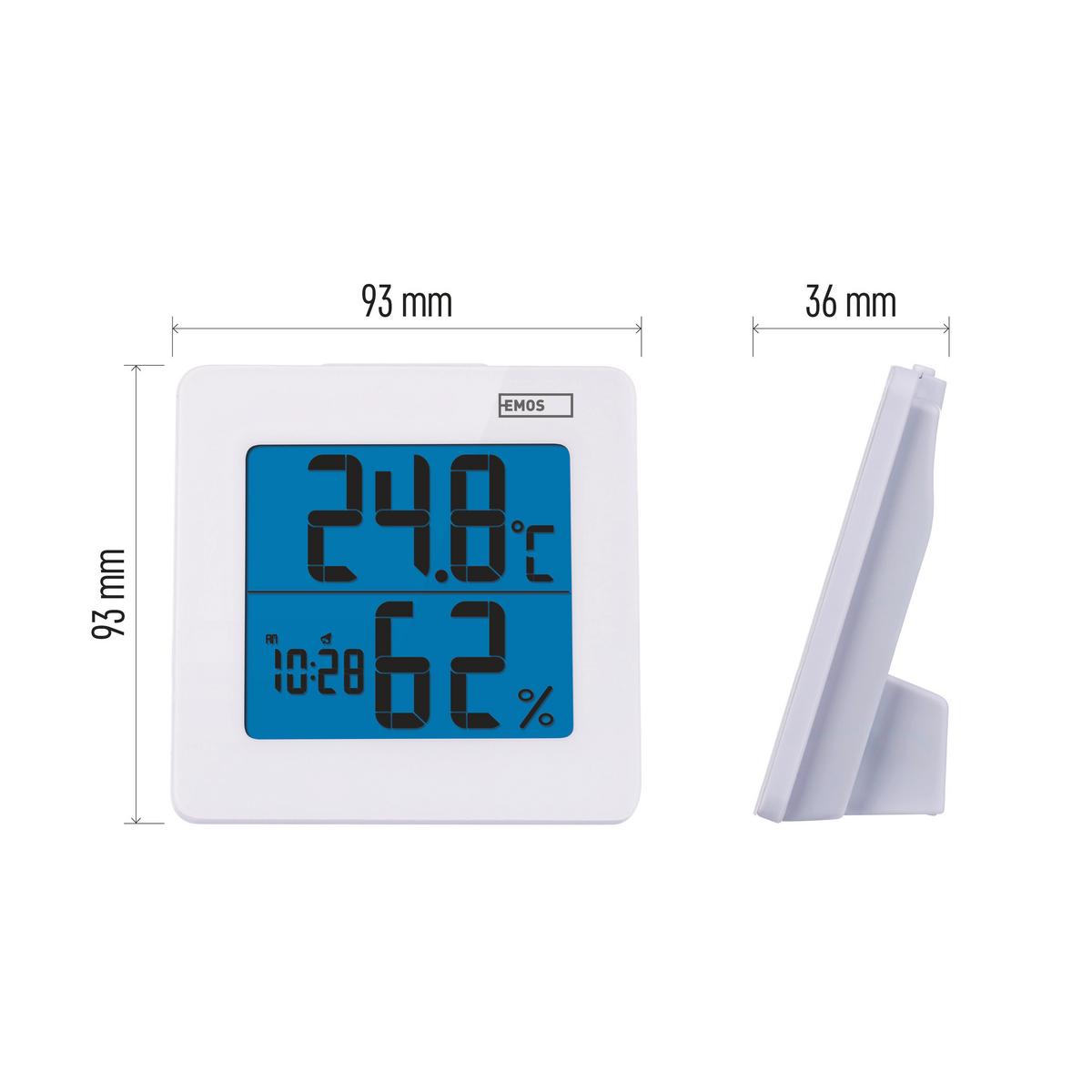 Hőmérő Hő-És Nedvességmérő - magasfényű fehér, Basics, műanyag (3.7/9.3/9.3cm)