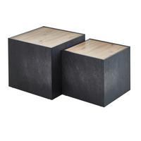 Couchtisch Cuba Schiefer-/ Eiche Dekor B: 50-43cm - Schieferfarben/Eiche Artisan, MODERN, Holzwerkstoff (50-43/40-35/50-43cm) - MID.YOU