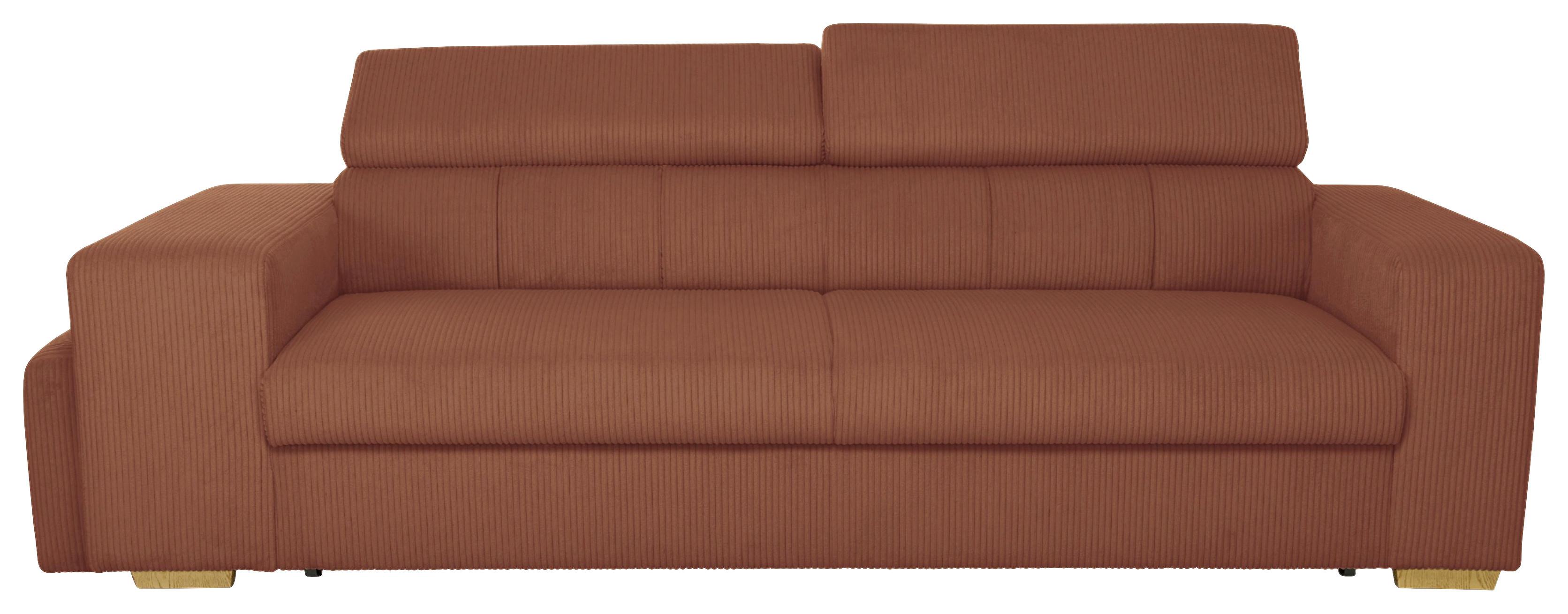 3-SitzerSofa m. Schlaffunktion Sirius S terracotta, B: 251cm - Terracotta/Schwarz, KONVENTIONELL, Holz/Holzwerkstoff (251/96/100cm)