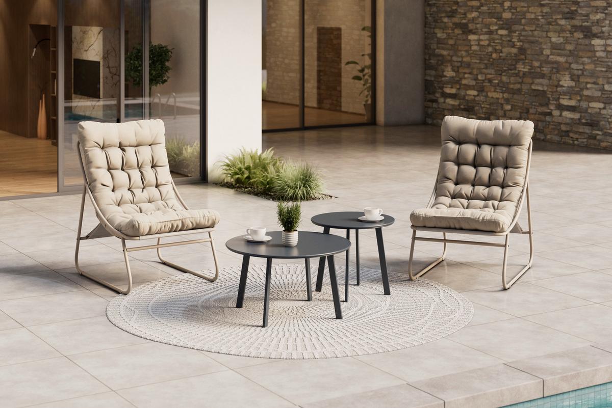 Gartensessel Nora - Beige, MODERN, Textil/Metall (62/85/87cm) - Luca Bessoni