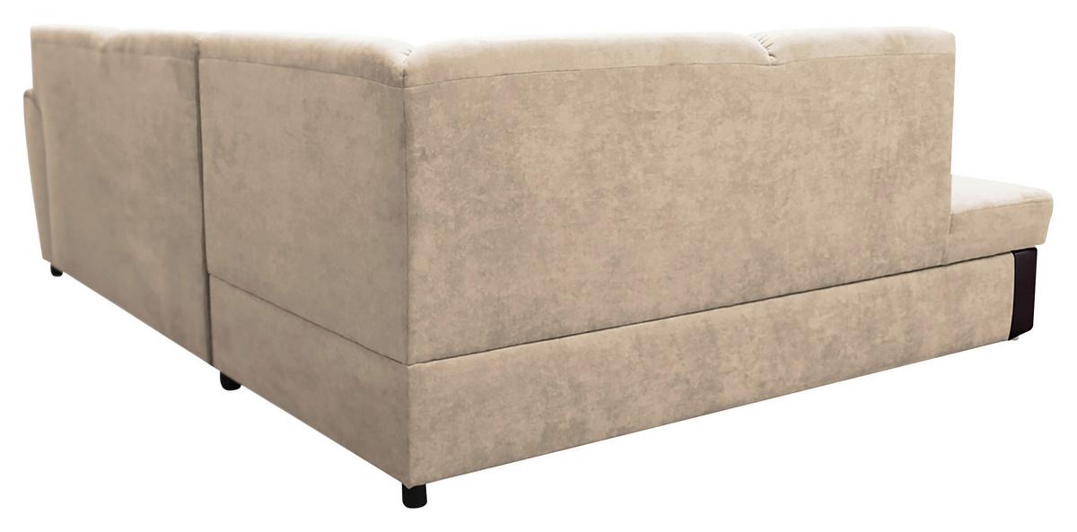 Ecksofa mit Bettkasten Doris Rücken Echt Braun/Beige - Dunkelbraun/Beige, Design, Textil (196/255cm) - MID.YOU