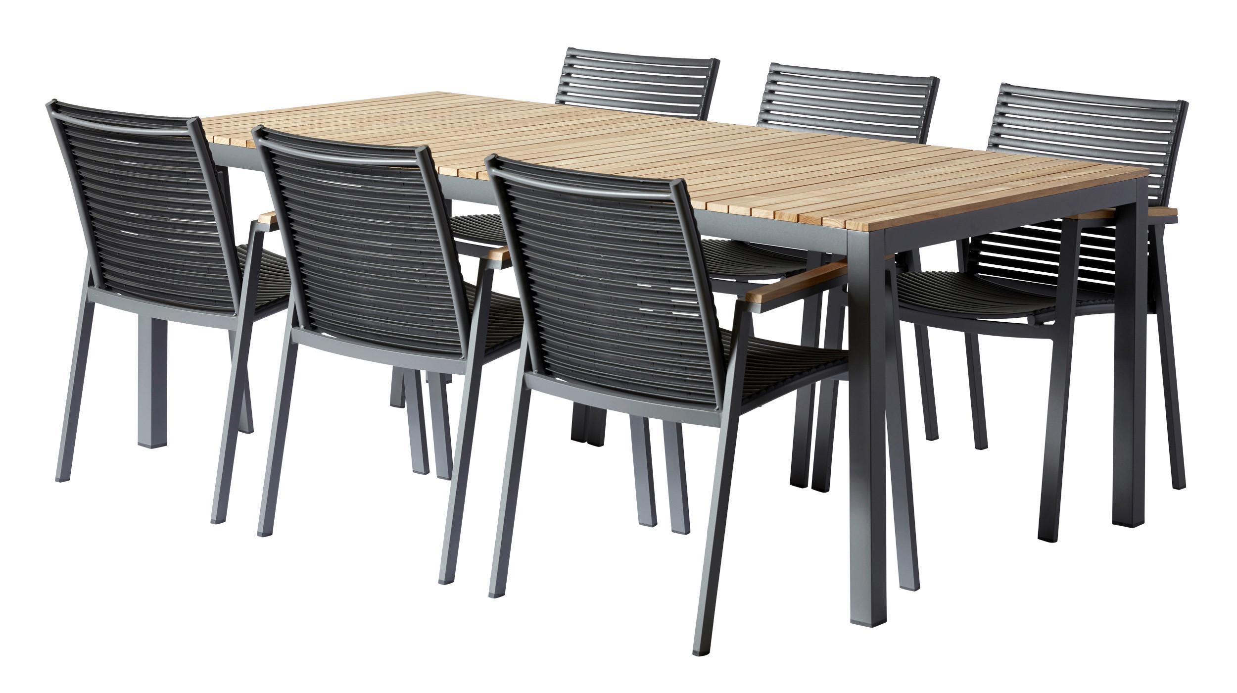 Gartentischgruppe Mood Extreme Metall/Holz, Anthrazit/Teak