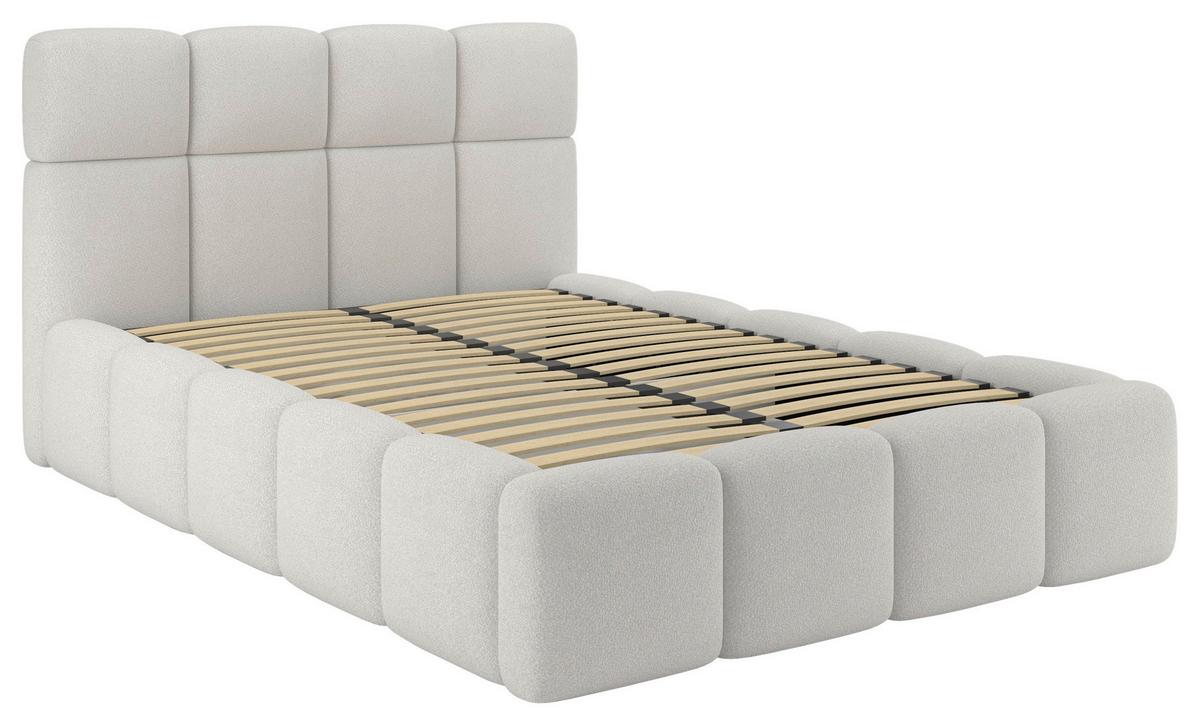Polsterbett Cloudy M. Matratze Creme, Lf: 140x200 Cm - Creme/Grau, Trend, Holz/Holzwerkstoff (140/200cm) - Luca Bessoni