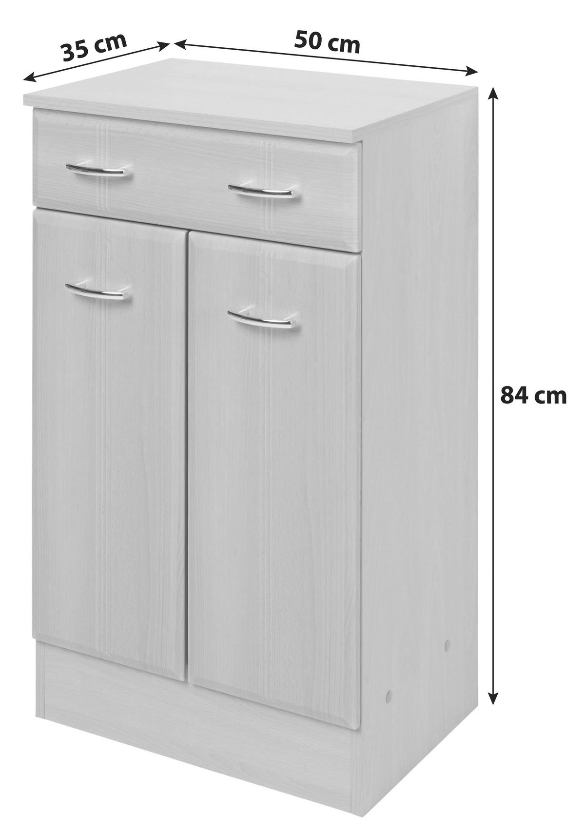 Unterschrank mit Lade Rallye B: 50cm Weiß Dekor - Weiß, KONVENTIONELL, Holzwerkstoff (50/84/35cm) - Held