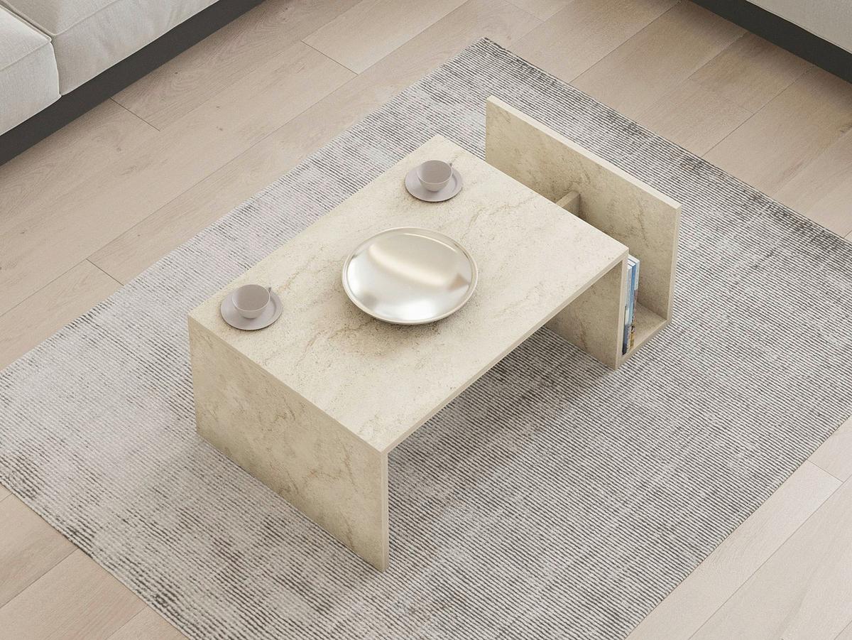COUCHTISCH Travertine B: 86,8cm - Beige, MODERN, Holzwerkstoff (86.8/32,4/50cm)