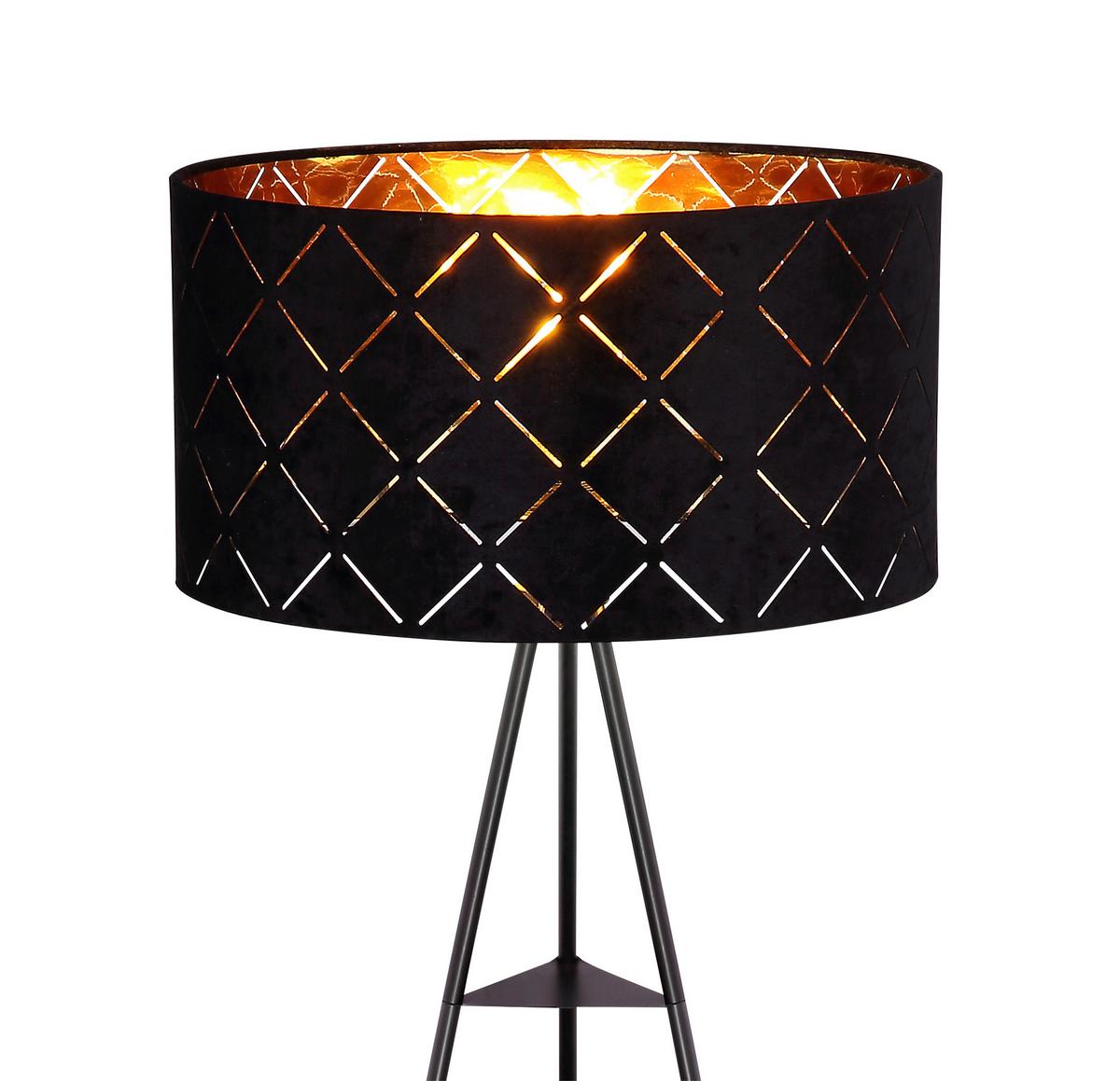 Stehlampe Schwarz Mit Fußschalter - Schwarz, Design, Textil/Metall (69/149cm) - Globo