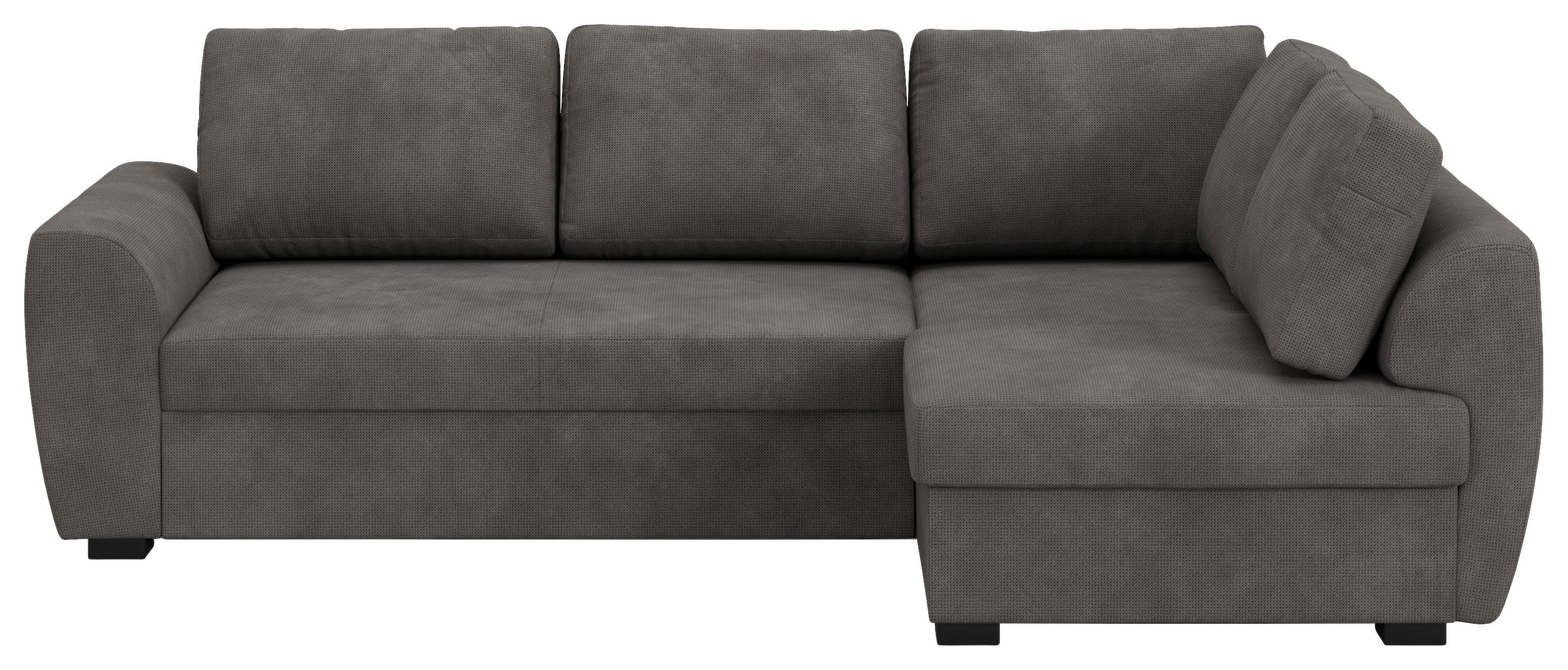 Ecksofa mit Bettfunktion Drift Microfaser grau, B: 253cm - Schwarz/Grau, Trend, Textil (253/154cm)