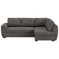 Ecksofa mit Bettfunktion Drift Microfaser grau, B: 253cm - Schwarz/Grau, Trend, Textil (253/154cm)