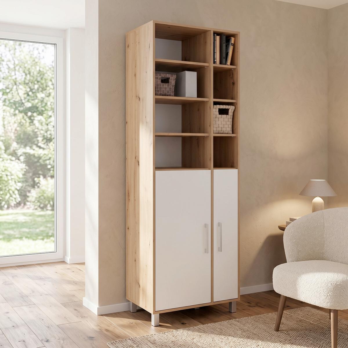 Ondega Regal mit Schrank Box B 75cm, Eiche Dekor