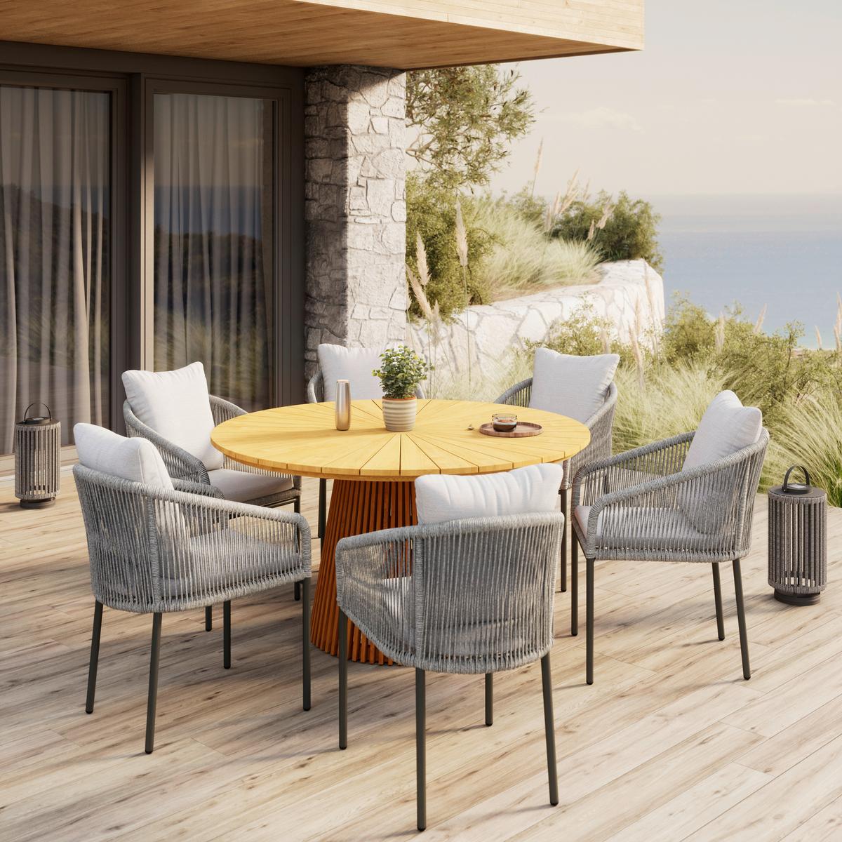 ZÁHRADNÝ STÔL SANJA - farba tíku, Modern, drevo (140/76cm) - Bessagi Garden