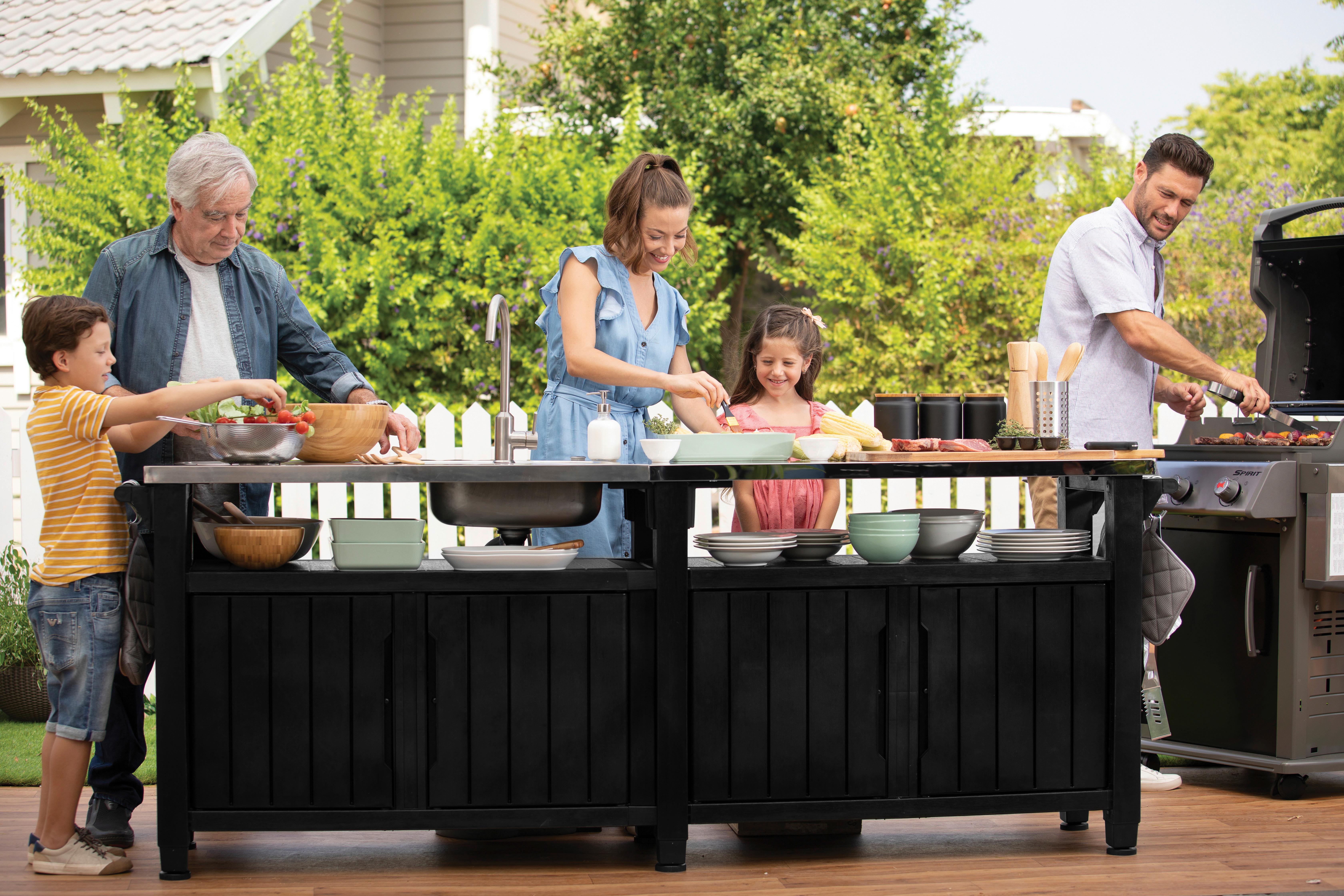 ZÁHRADNÝ BAROVÝ STÔL UNITY CHEF - grafitová, Design, plast (237/90/52cm) - Ambia Garden