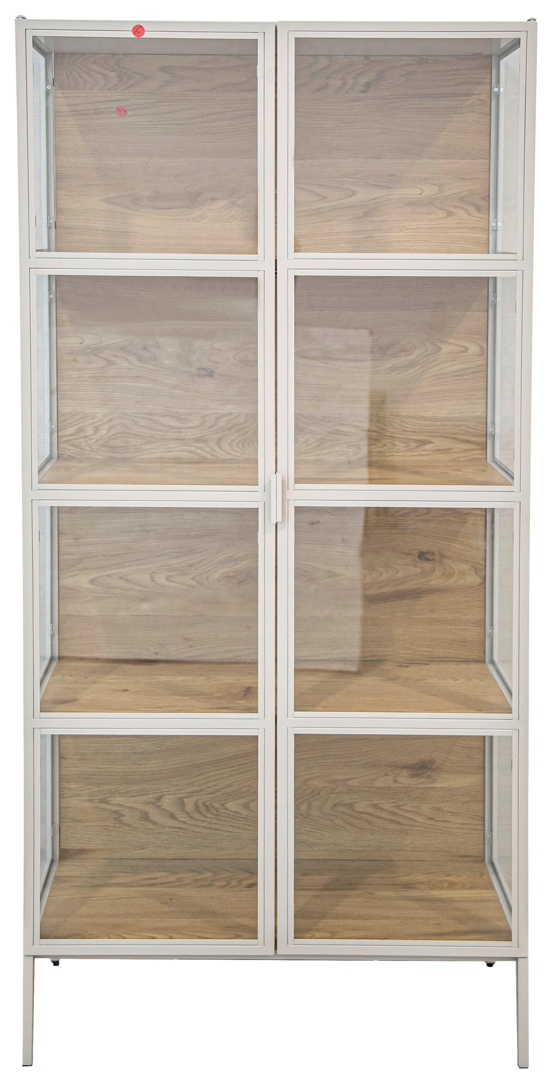 Vitrína Bray, š: 80 cm - barvy dubu/béžová, Moderní, kov/kompozitní dřevo (80/172/35cm) - Mömax