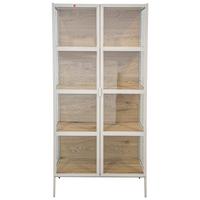 Vitrína Bray, š: 80 cm - barvy dubu/béžová, Moderní, kov/kompozitní dřevo (80/172/35cm) - Mömax