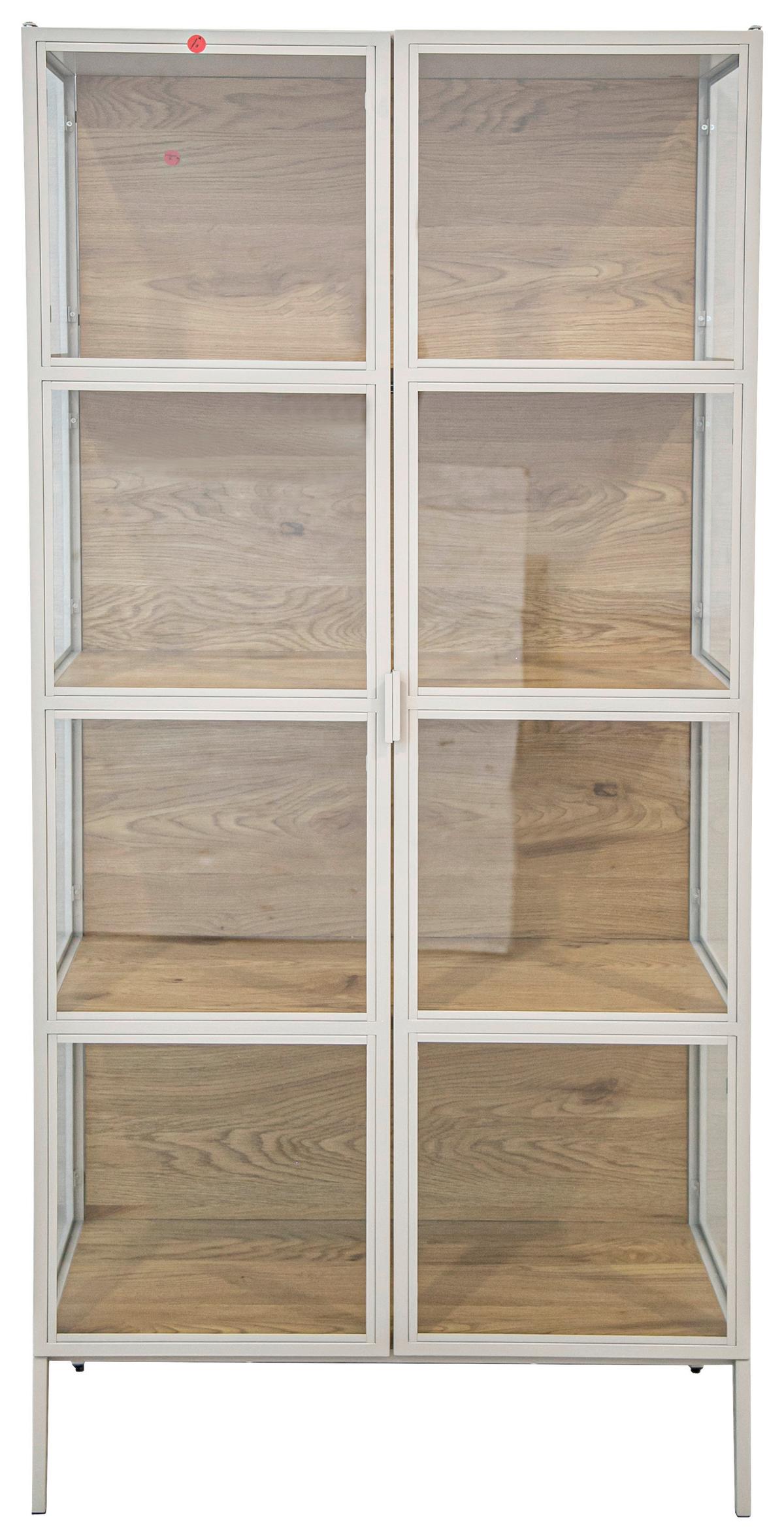 Vitrína Bray, š: 80 cm - barvy dubu/béžová, Moderní, kov/kompozitní dřevo (80/172/35cm) - Mömax