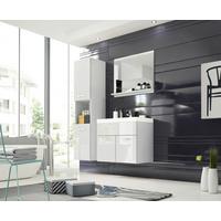 Koupelna 4-dílna, bílá - bílá/vysoce lesklá bílá, Lifestyle, kov/kompozitní dřevo (90cm) - P & B