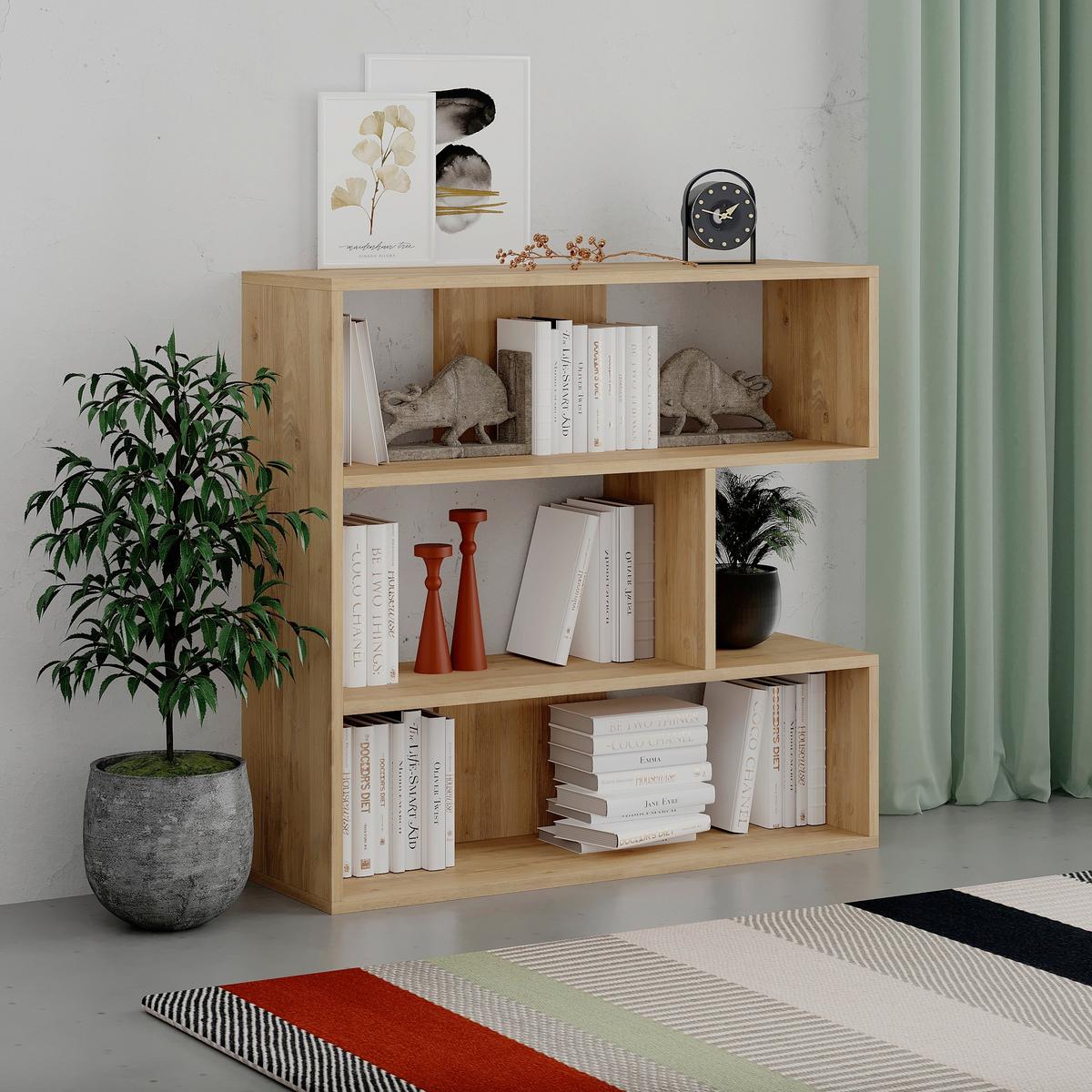 Bücherwand Molly, Eichefarben B: 94 Cm - Eichefarben, Design, Holzwerkstoff (94/89/30cm) - Livetastic