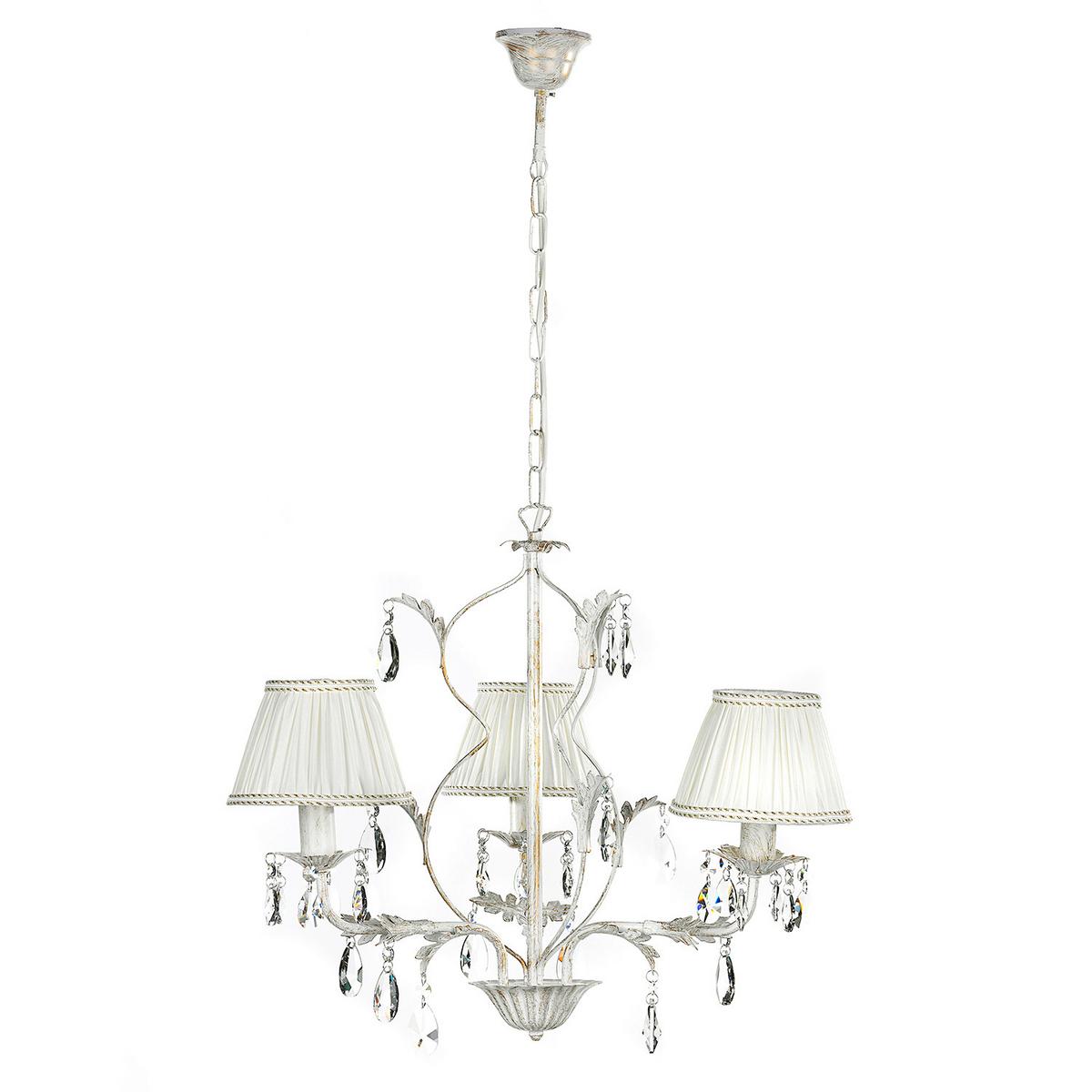 Kristall-Hängeleuchte 4669/3 - Weiß, Natur, Glas/Textil (60/105cm)