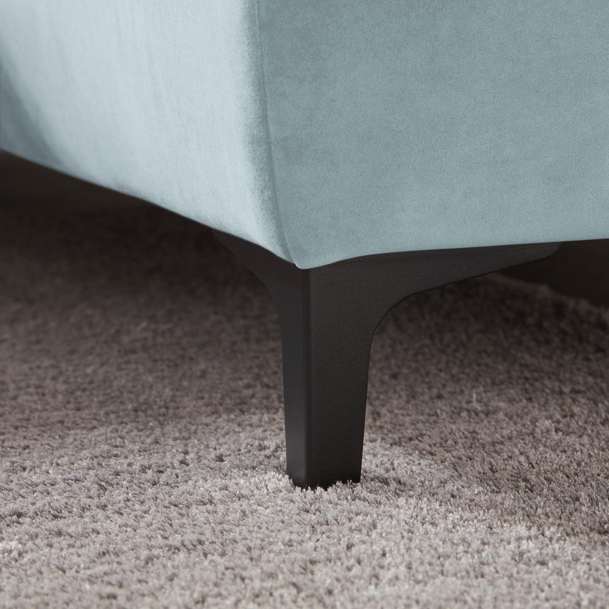 Rohová sedačka EMMA, pravá, sv.modrá,op.hl.,USB,el.výsuv - svetlomodrá/čierna, Modern, textil (301/210cm) - Premium Living