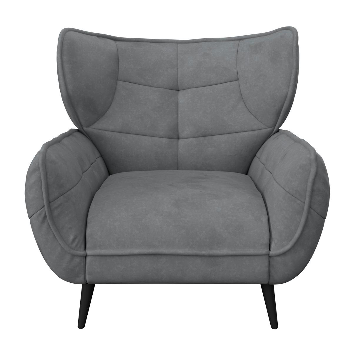Kreslo ušiak PESCARA, antracitová - čierna/antracitová, Modern, textil (103/105/98cm)
