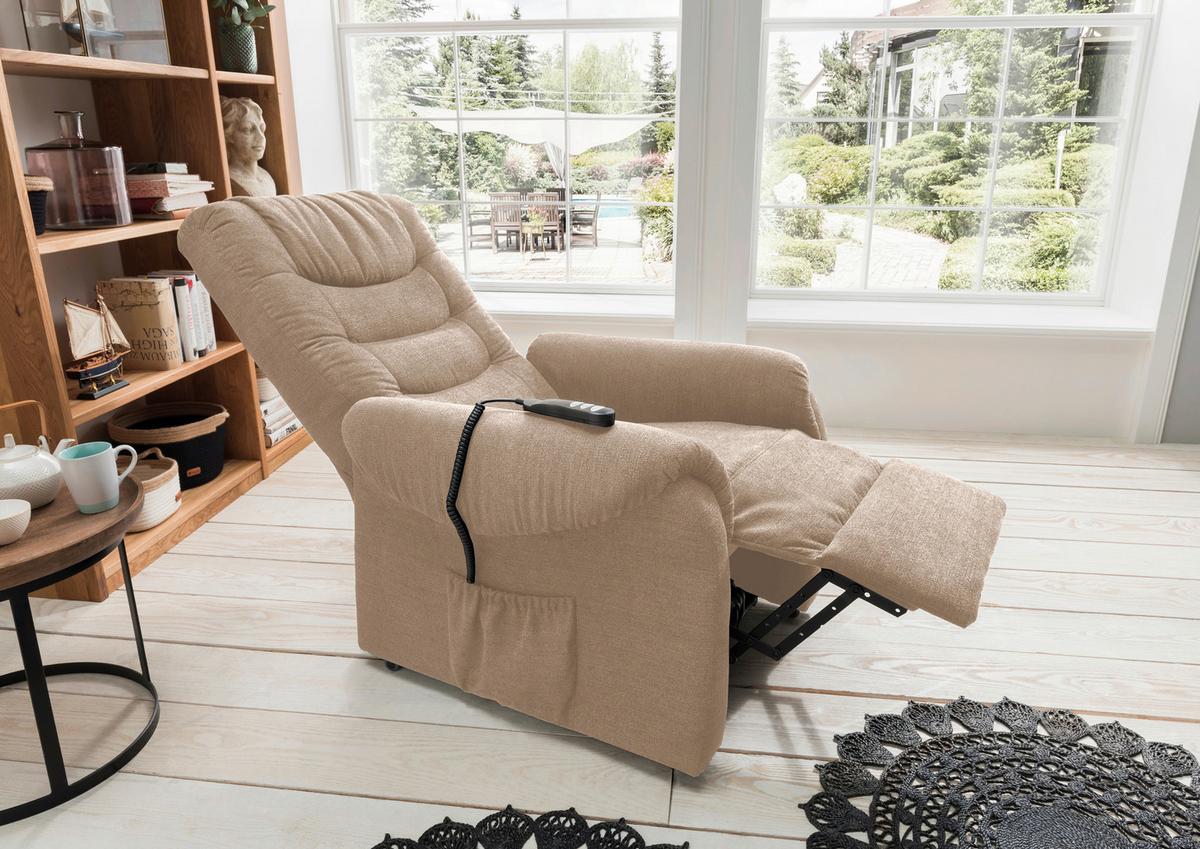 Fernsehsessel Nino Hellbraun B: 76 cm - Hellbraun/Dunkelgrün, Design, Holz/Textil (76/106/94cm) - Livetastic