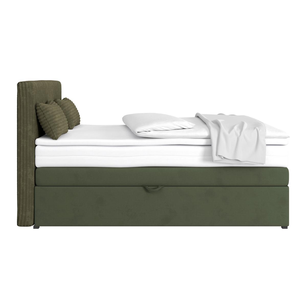 Boxspringbett mit Topper & Bettkasten 140x200 Rossa - Schwarz/Grün, MODERN, Holzwerkstoff/Textil (140/200cm)