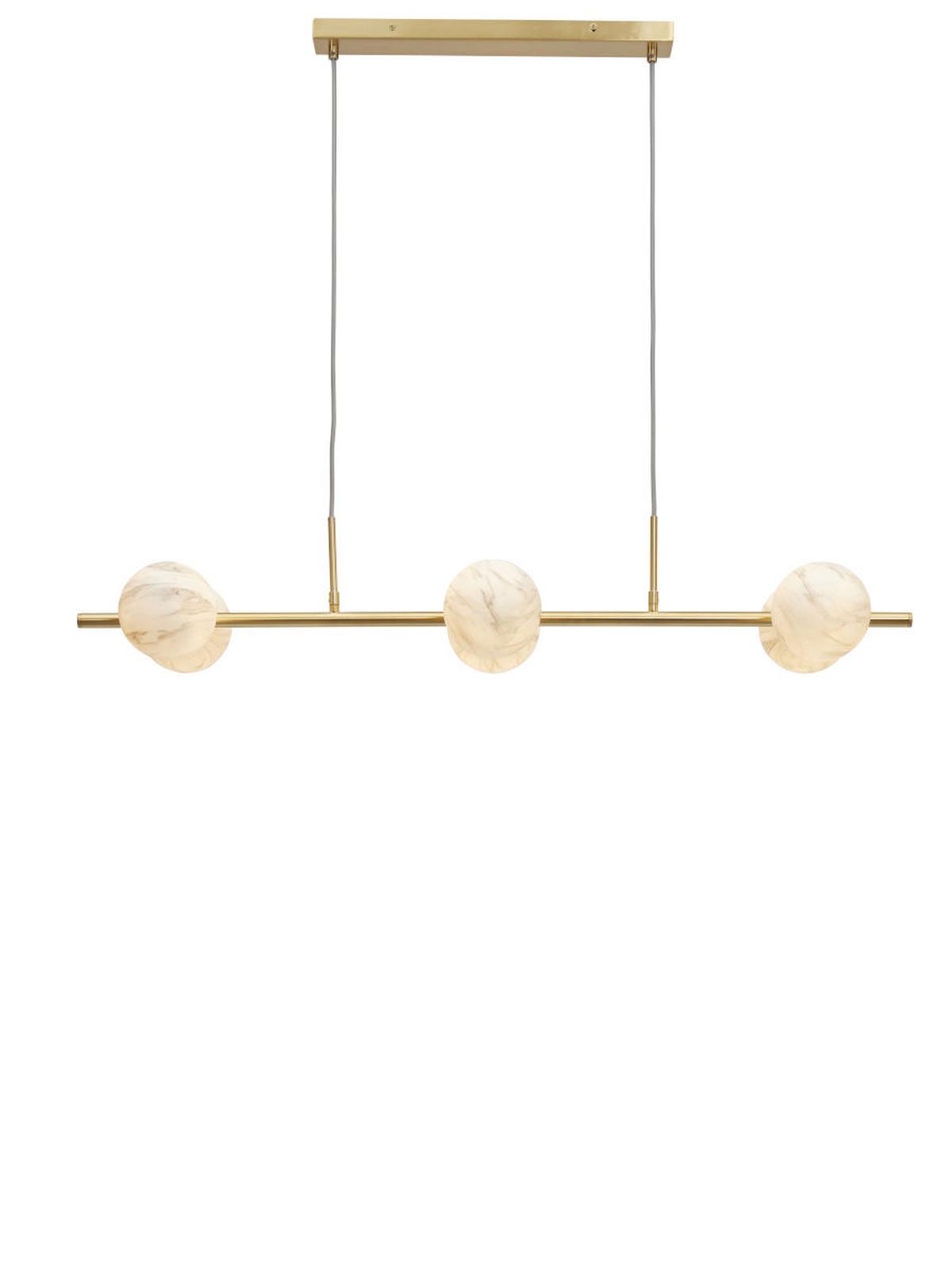 Hängeleuchte Carrera 6-Flammig höhenverstellbar - Goldfarben/Weiß, Basics, Glas/Metall (105/30cm) - It's about Romi