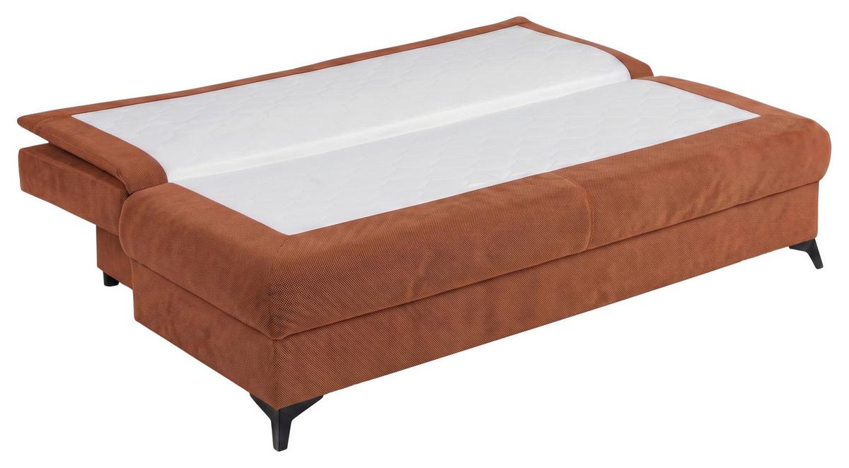Rozkladacia pohovka KEN, hrdzavá - oranžová/čierna, Konventionell, kompozitné drevo/textil (209/105cm) - Based