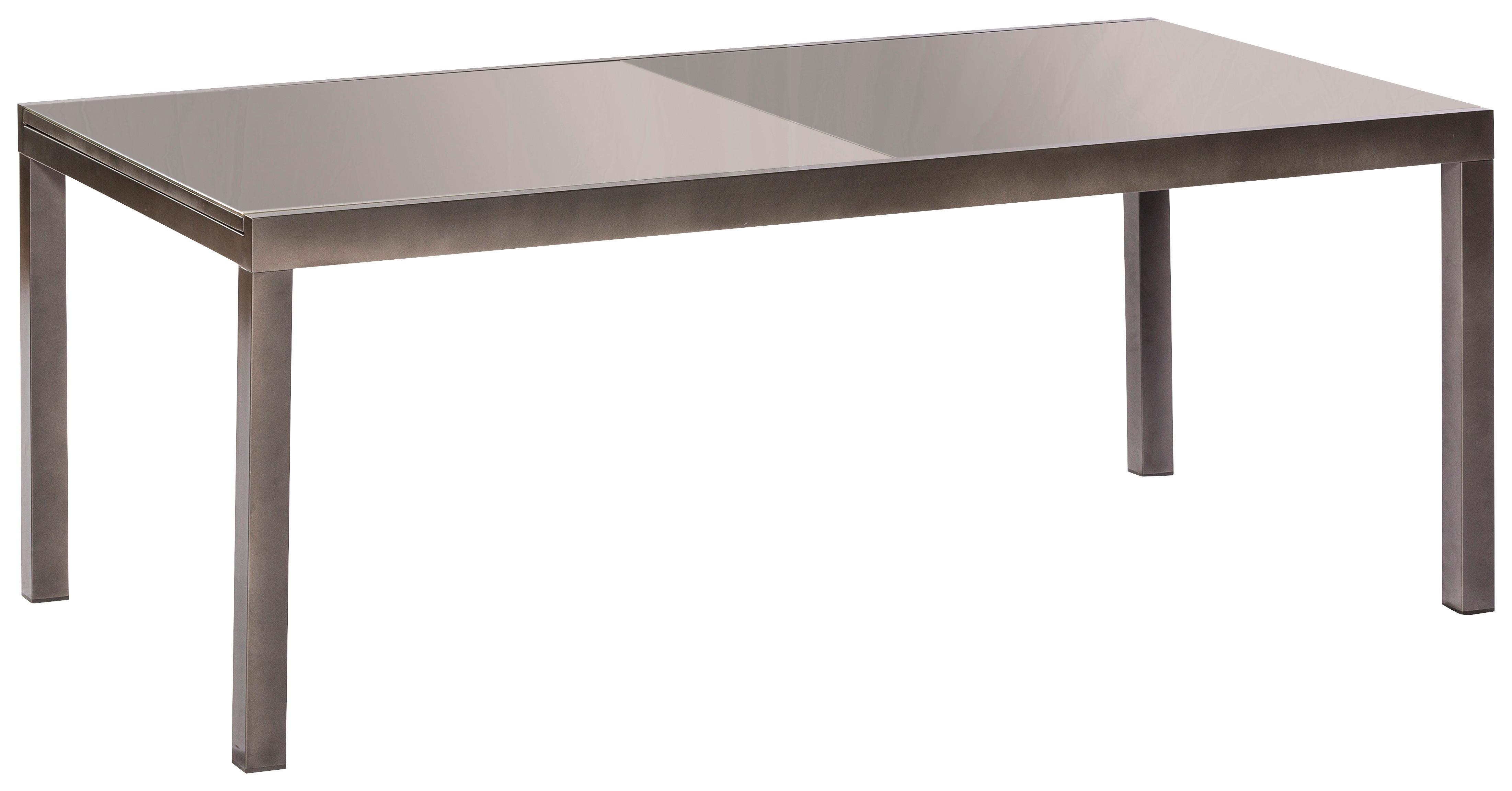 Gartentisch Ausziehbar Semi Metall/Glas L: 150-220 cm - Graphitfarben/Grau, KONVENTIONELL, Glas/Metall (150-220/90/75cm) - Gardenson