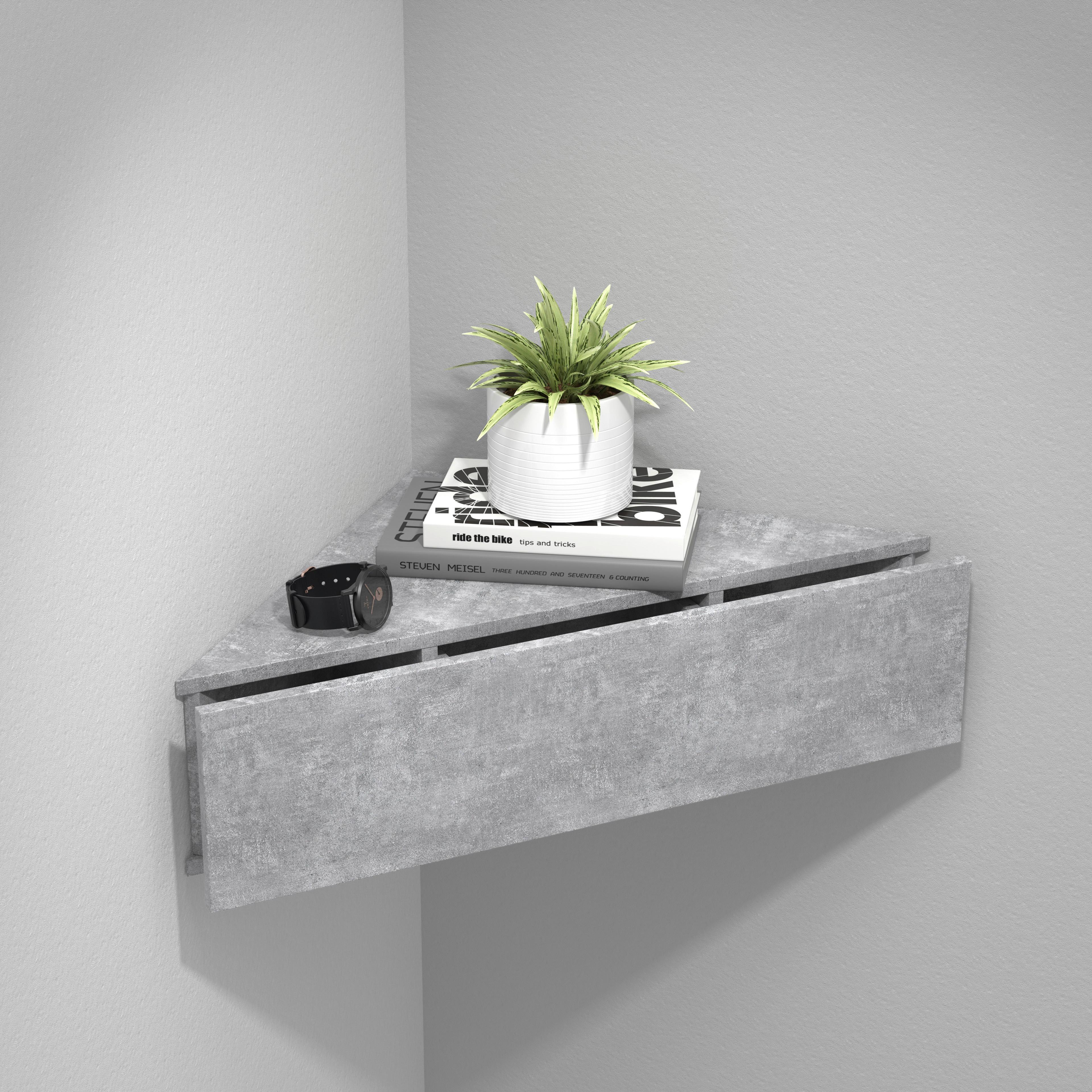 Nachkästchen Beton-grau H: 15 Cm Usal S - Grau, MODERN, Holzwerkstoff (60/15/42,4cm) - MID.YOU
