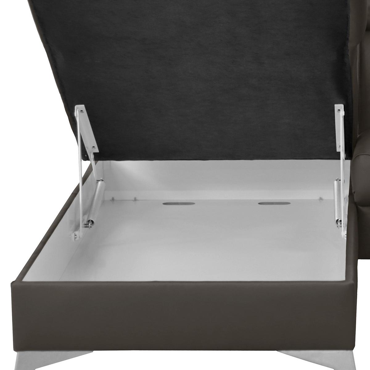 Ecksofa Lince Dunkelbraun S: 197x257 cm - Chromfarben/Dunkelbraun, Design, Leder/Textil (197/257cm) - Livetastic