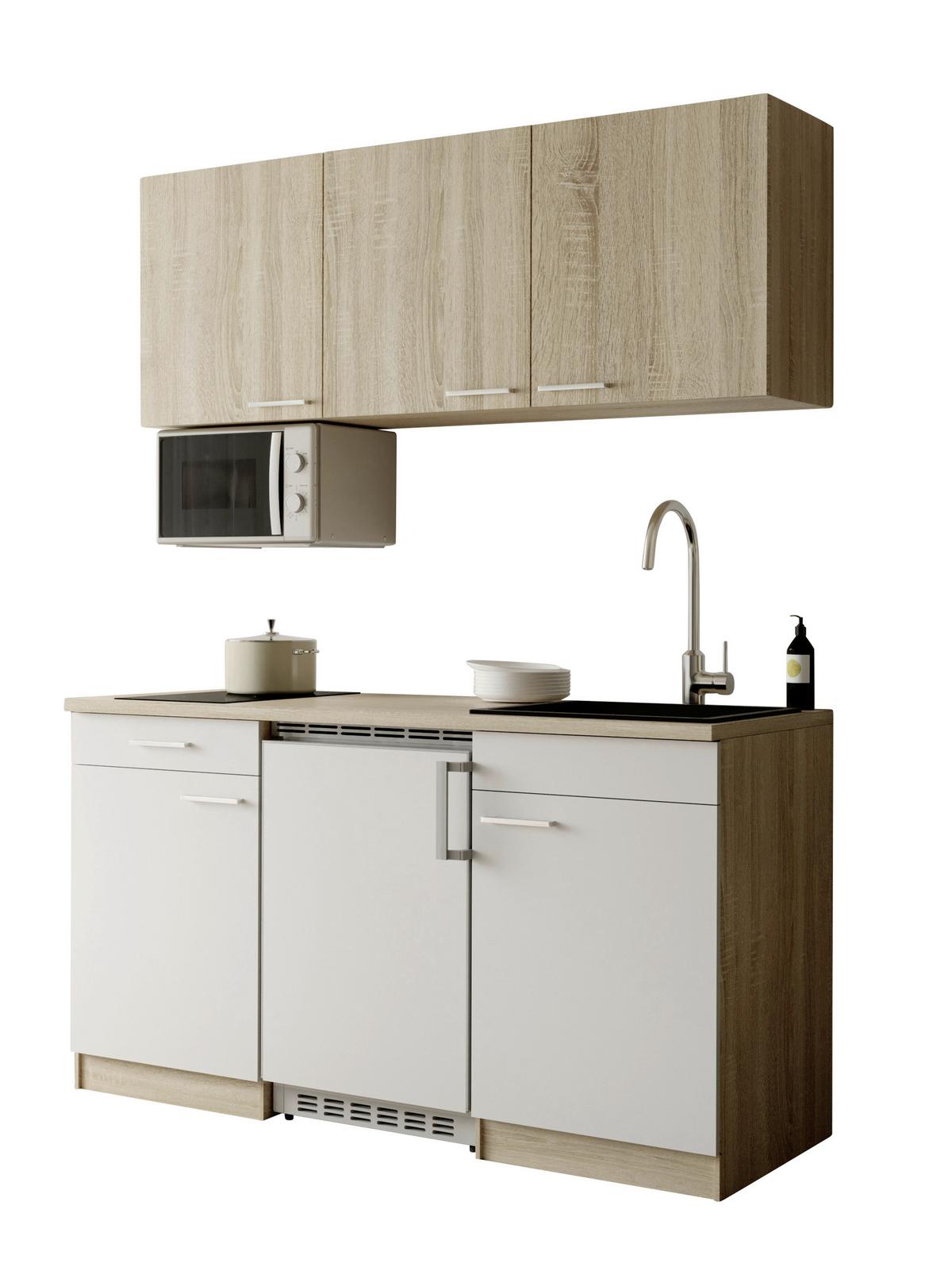 MINIKÜCHE Ingrid, Weiß B: 150 cm - Eichefarben/Weiß, Design, Holzwerkstoff (150cm) - Respekta