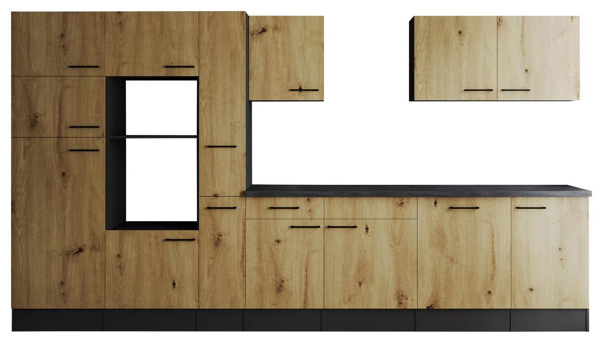 Küchenleerblock Oliver Artisan Dekor B: 370 Cm - Eiche Artisan/Grau, Design, Holzwerkstoff (370cm) - Respekta