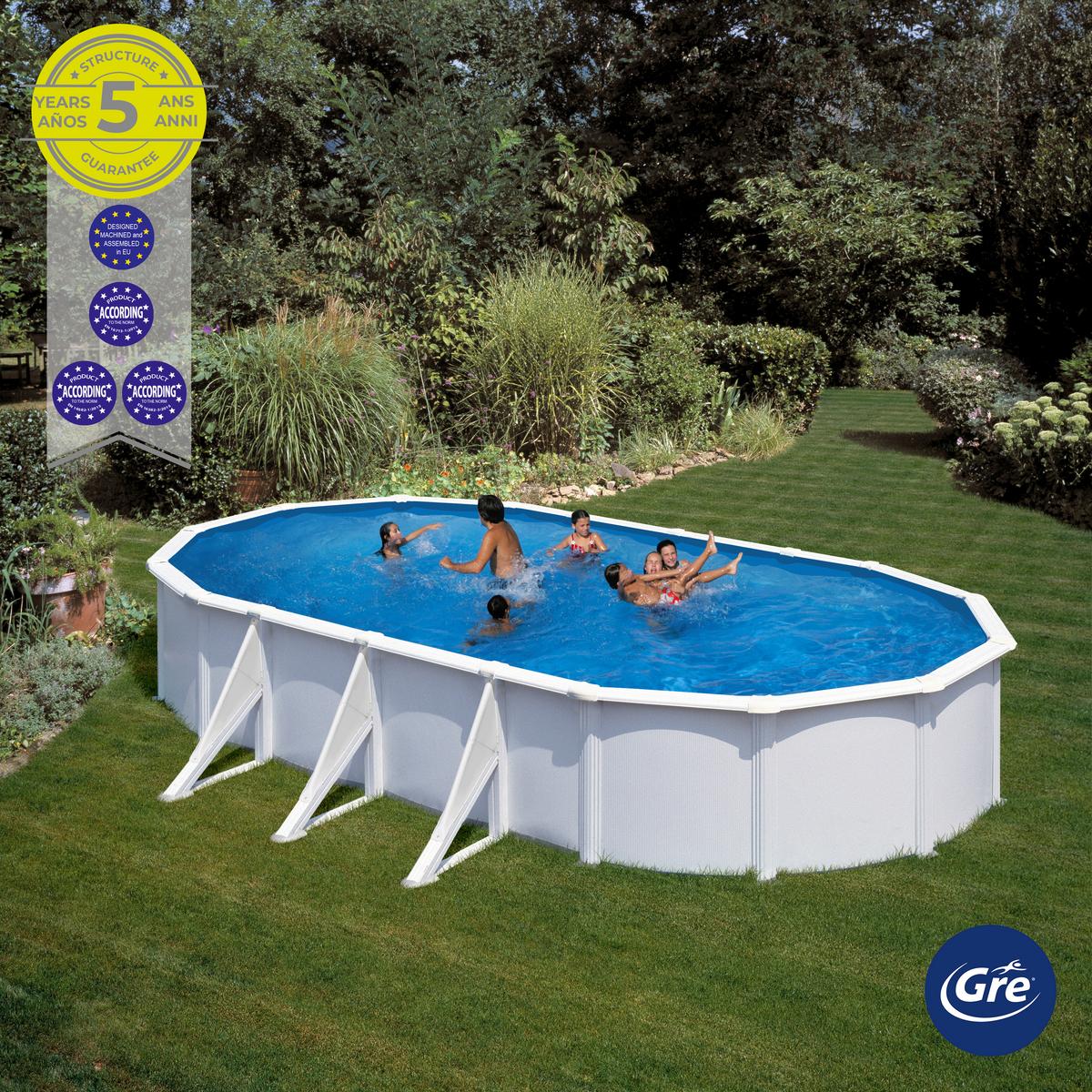 Pool-set Fidji - Weiß, KONVENTIONELL, Metall (730/375/120cm) - Gre