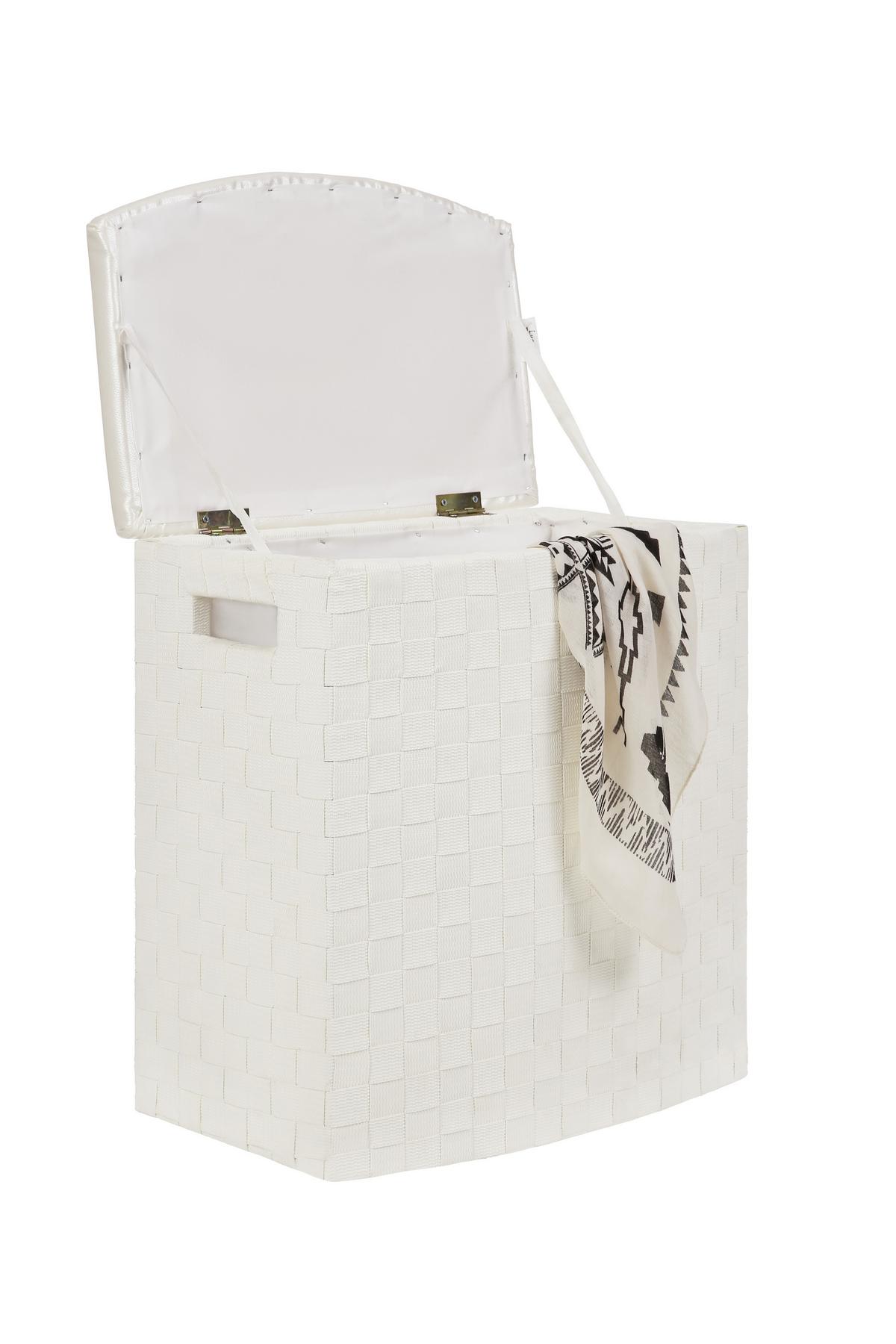 Wäschetonne mit Deckel Ghada Weiß, 42x28x48 cm - Weiß, KONVENTIONELL, Textil (42/28/48cm) - Luca Bessoni