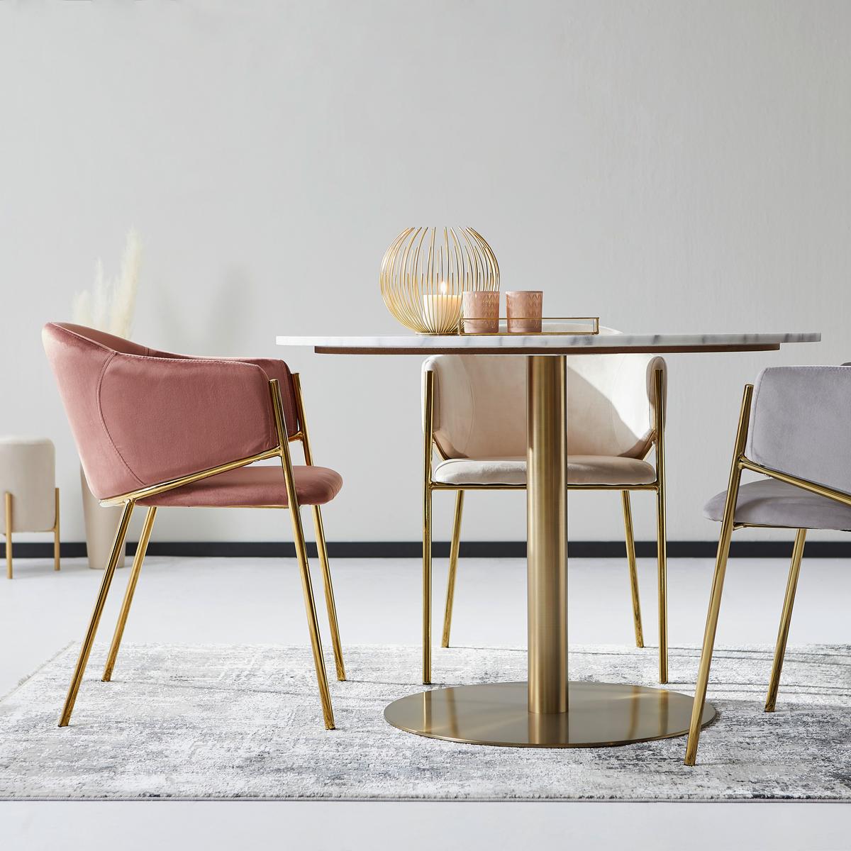 Armlehnstuhl-set Kronos -Trend Taupefarben/gold - Taupe/Goldfarben, Trend, Holz/Textil (53/77/60cm) - Livetastic