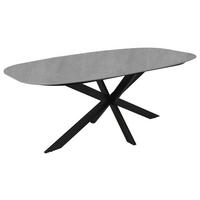 Esstisch Oval B: 200 cm, Grau, Schwarz - Schwarz/Grau, Design, Holzwerkstoff/Metall (200/100/76cm) - MID.YOU