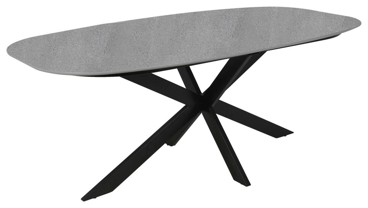 Esstisch Oval B: 200 cm, Grau, Schwarz - Schwarz/Grau, Design, Holzwerkstoff/Metall (200/100/76cm) - MID.YOU