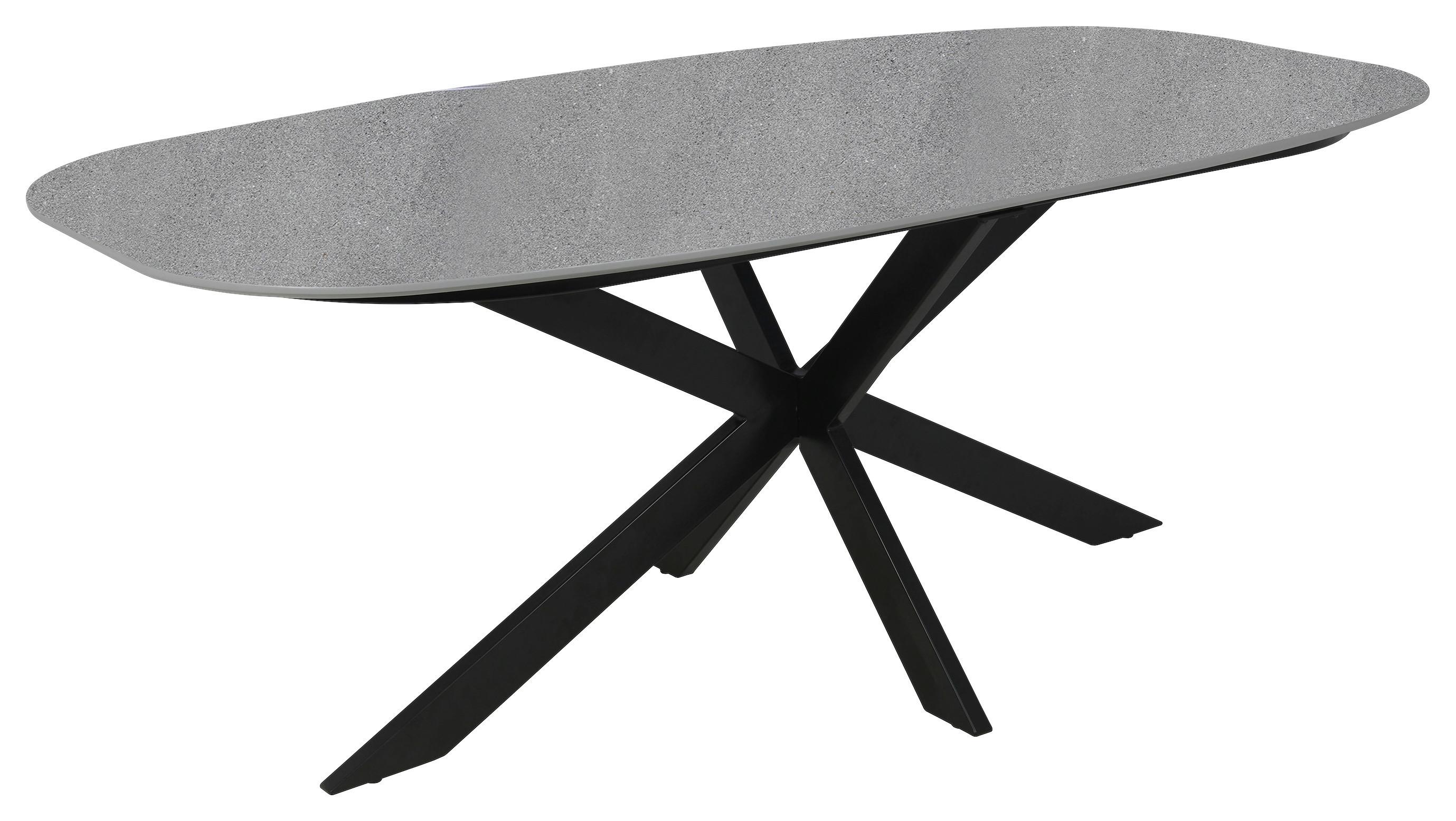 Esstisch Oval B: 200 cm, Grau, Schwarz