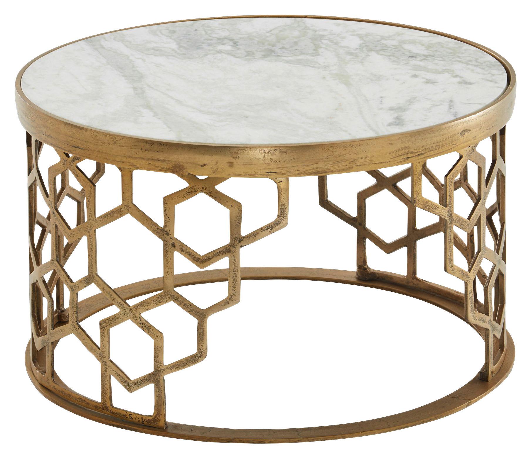 Couchtisch Wohnling Goldfarben B: 60 cm - Goldfarben, Design, Stein/Metall (60/60/36cm) - MID.YOU