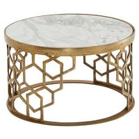 Konferenční stolek bava zlatá p: 60cm - barvy zlata, Design, kov/kámen (60/60/36cm) - MID.YOU